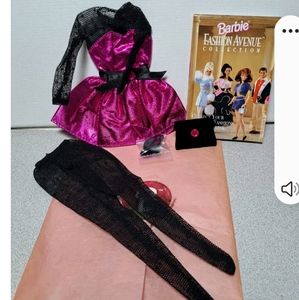 Barbie 1996 Vtg Fashion for Avon Black/Pink Party Dress & accessories #16804 New